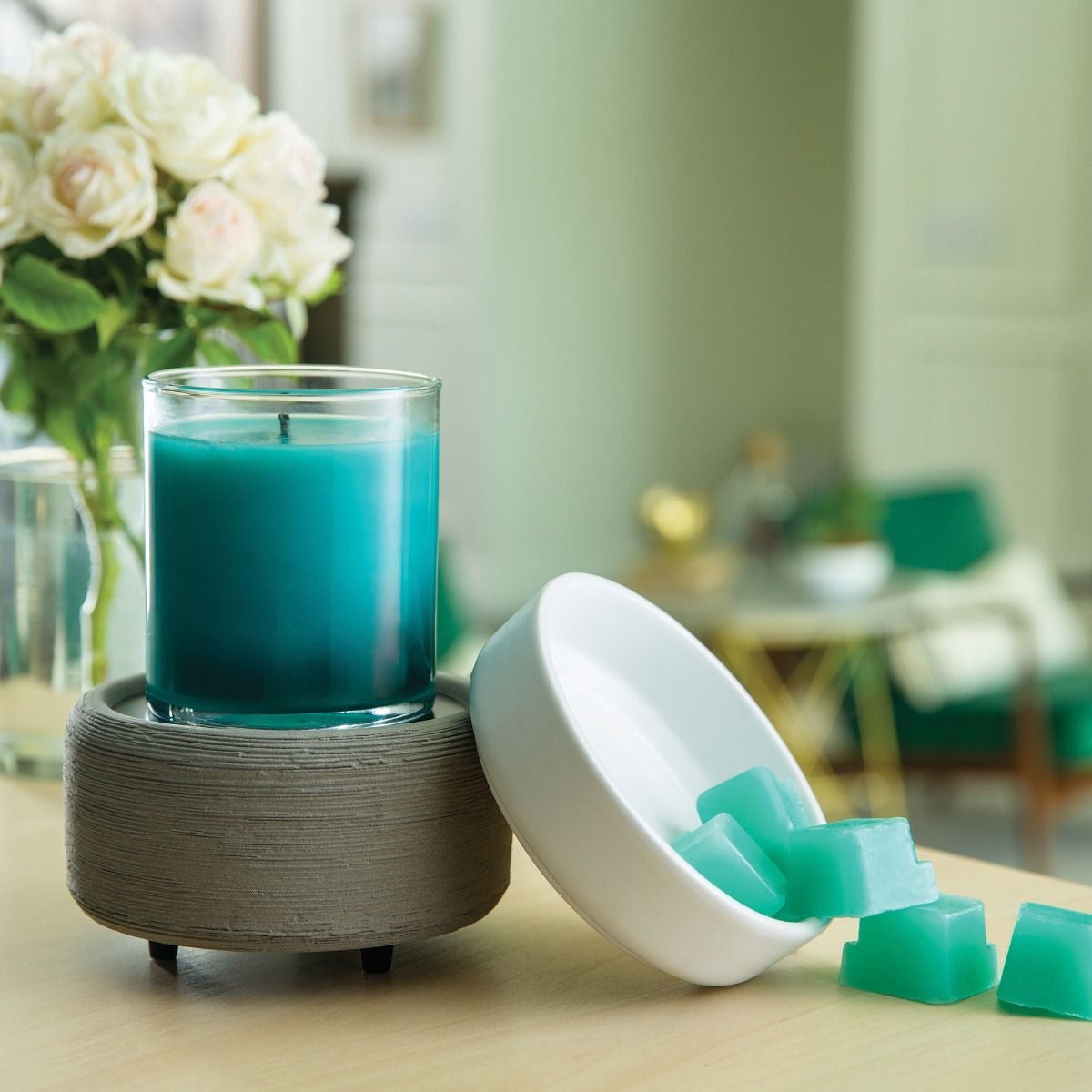 Candle & Wax Melt Warmer | White & Concrete