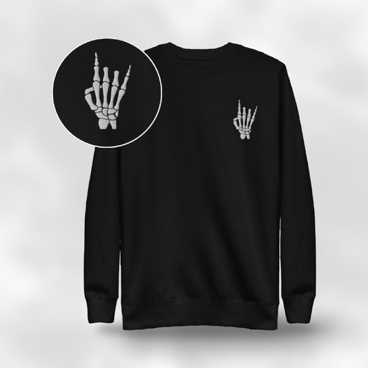 Rock On Skeleton Embroidered Sweatshirt
